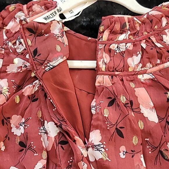 WALTER BAKER METALLIC FLORAL-PRINT BLOUSE SIZE - Picture 11 of 12